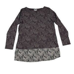 J Jill Tunic Shirt Womens S Pima Cotton Modal Spotted Long Sleeve Purple Gray